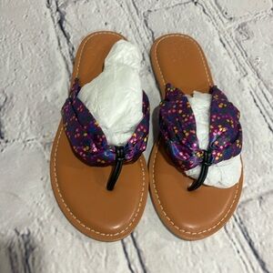 Matilda Jane Shoes Thong Sandals Purple Tulip Flower Design Flat Sz 7.